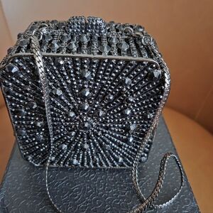 Black Crystal Rhinestone Clutch